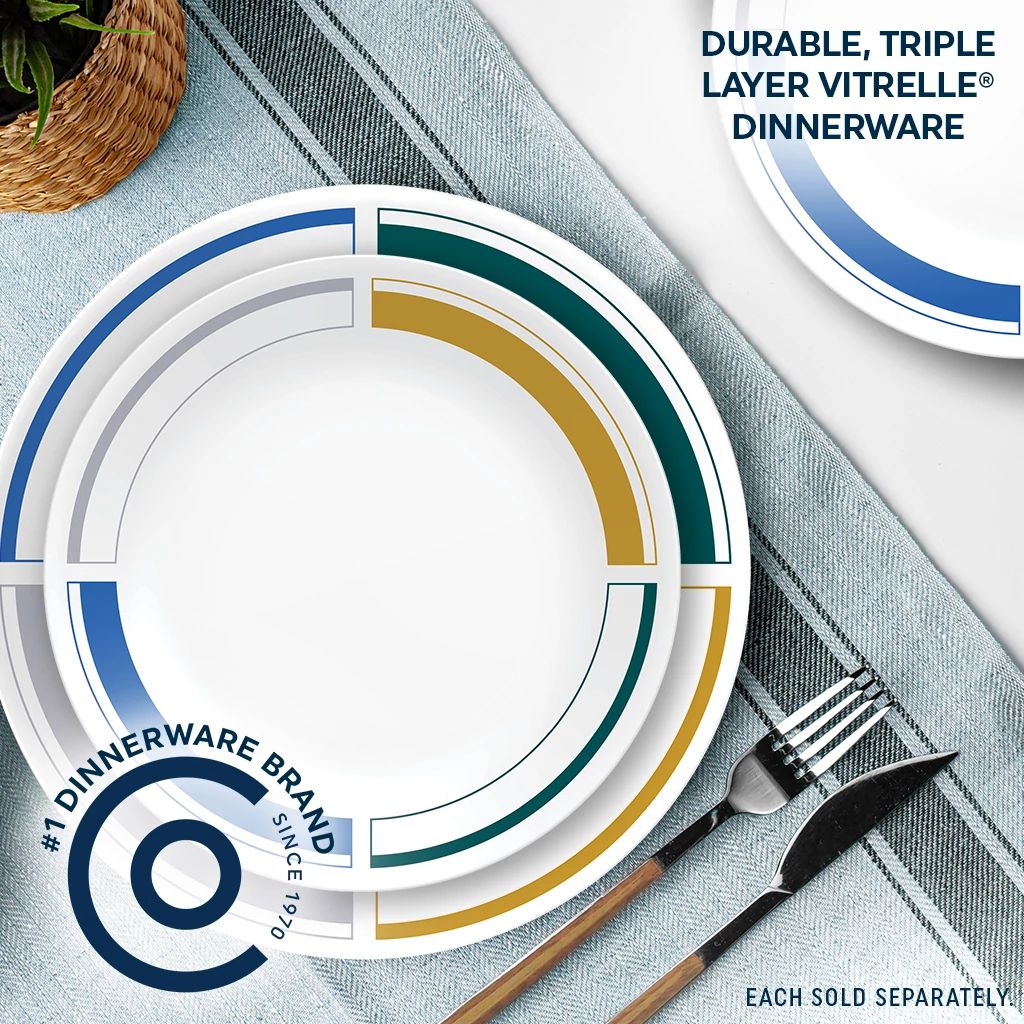 Color Block 8.5" Salad Plate with text durable, triple layer vitrelle dinnerware