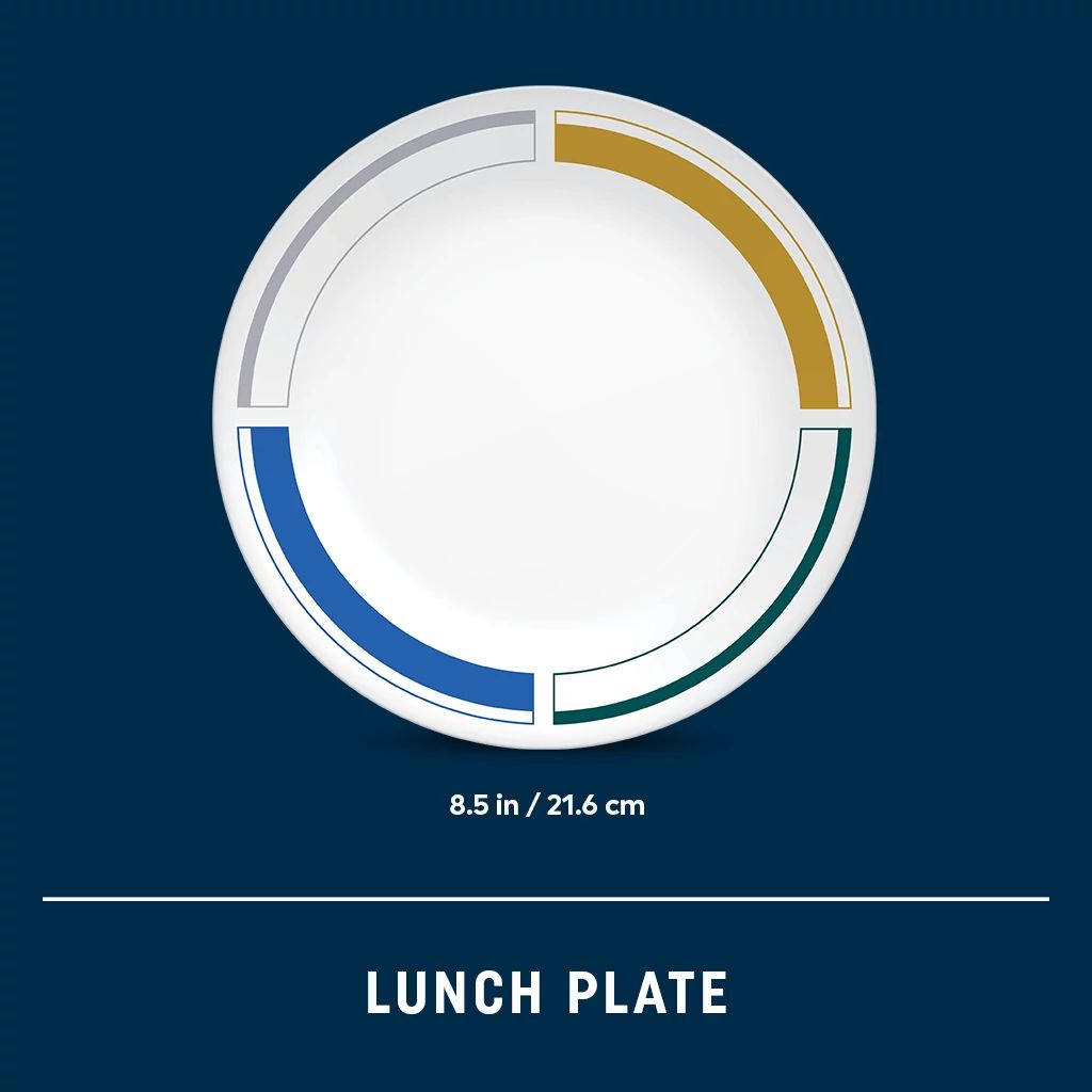 Color Block 8.5" Salad Plate showing dimension of plate is 8.5" diameter