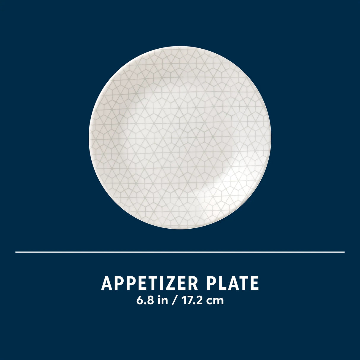 Knox 6.8" Appetizer Plate with text shows dimensions of plate