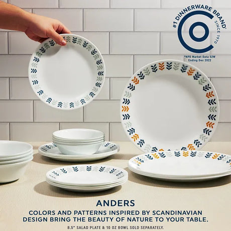  Anders Dinnerware Set with text #1 Dinnerware Brand; colors &amp; patterns inspired by Scandinavian design