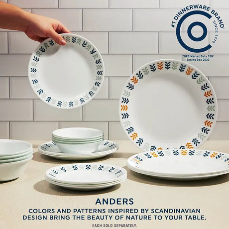  Anders Dinnerware Set with text #1 Dinnerware Brand; colors &amp; patterns inspired by Scandinavian design