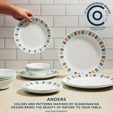Anders Dinnerware Set with text #1 Dinnerware Brand; colors & patterns inspired by Scandinavian design