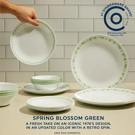  Spring Blossom Green dinnerware on the table with text #1 dinnerware brand