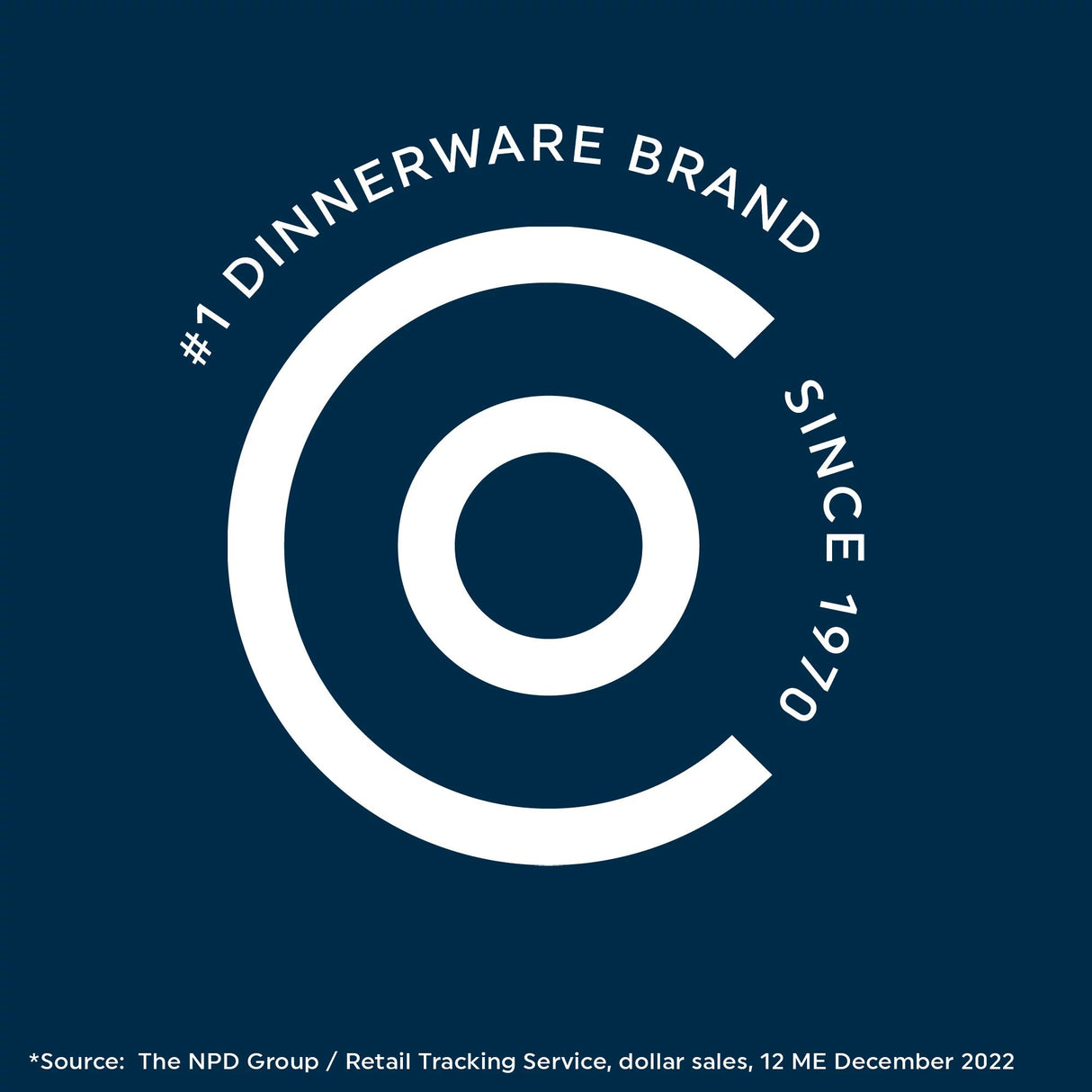Text that says #1 Dinnerware brandsince 1970