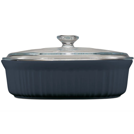 French Colors 2.5-quart Oval Baking Dish, Navy with glass lid