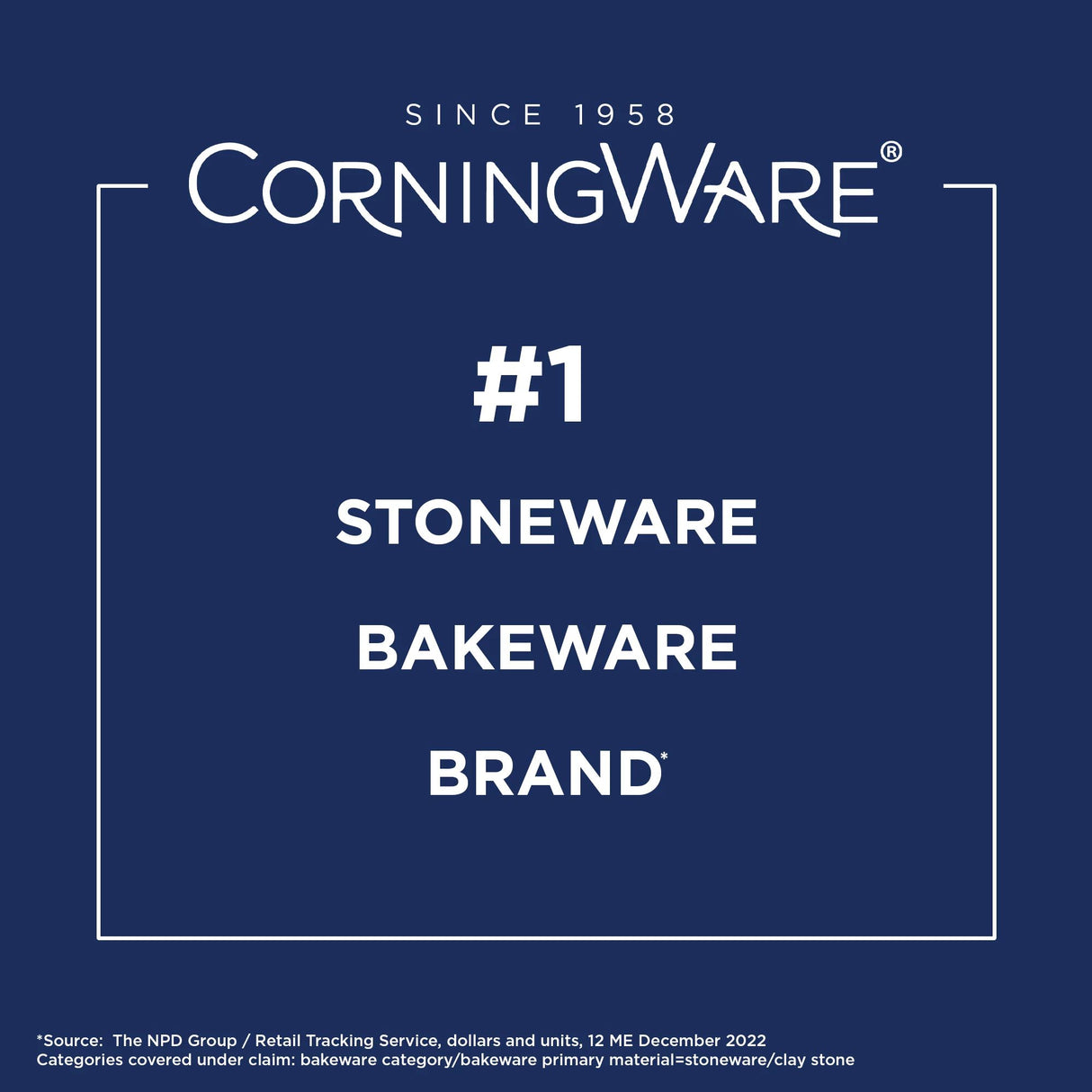 Corningware #1 Stoneware Bakeware Brand Since 1958