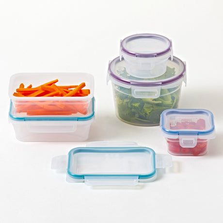  Total Solution® 10-piece Plastic Food Storage Container Set with food inside