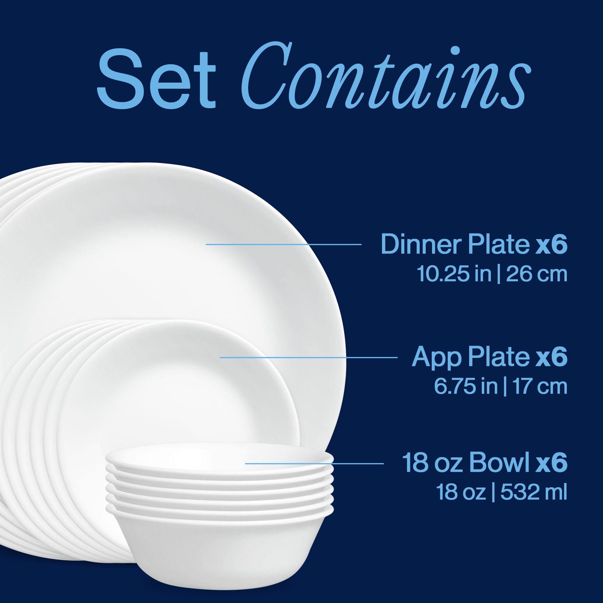 Corelle® Winter Frost White Dinnerware Set for 6 + Soup Bowls | 24
