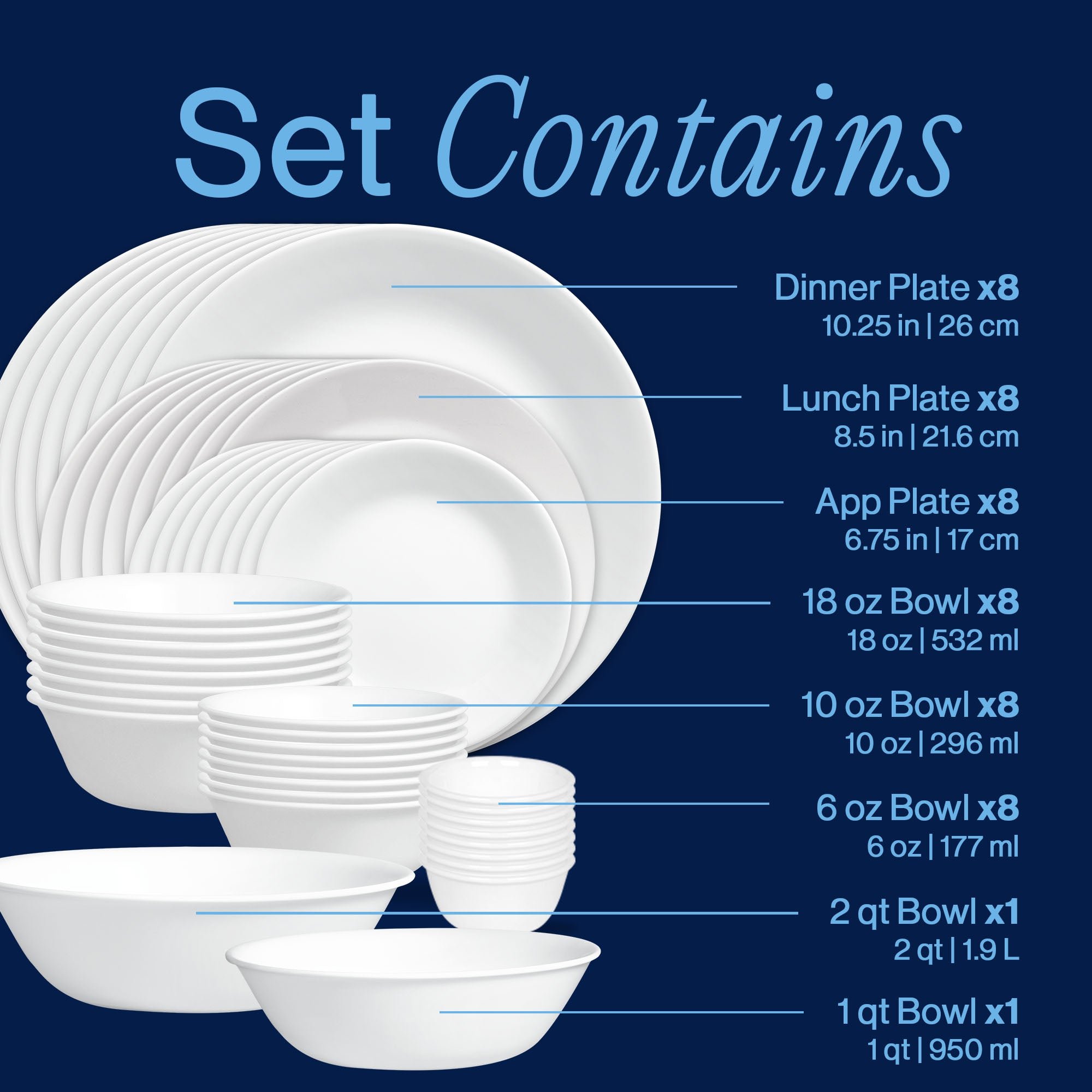 Corelle® Winter Frost White 50-piece Dinnerware Set, Service for 8, EX