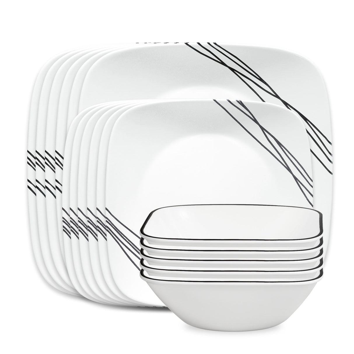 Corelle® Square Simple Sketch 18-piece Dinnerware Set, Service for 6