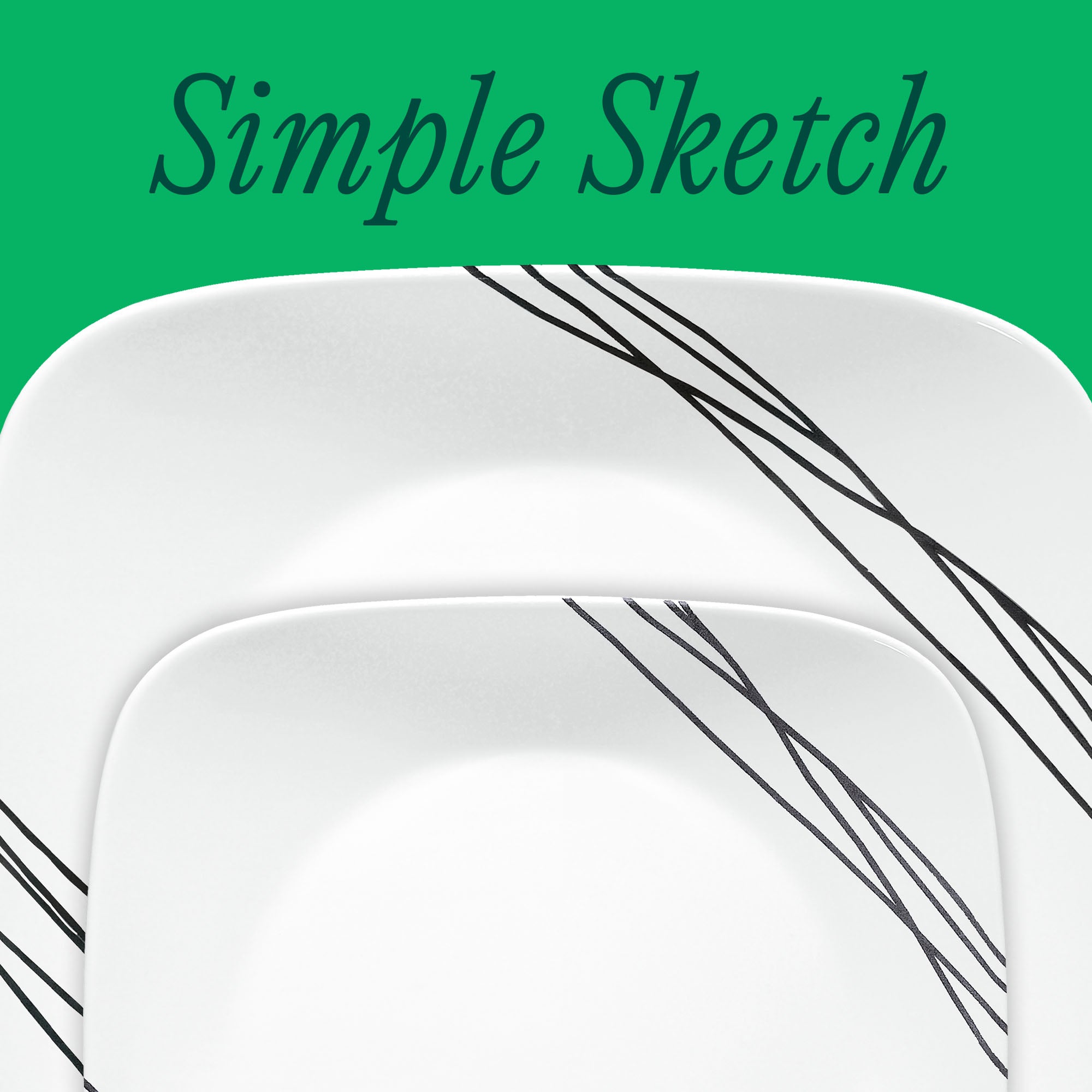 Square Black & White 18-Piece Dinnerware Set for 6 | Corelle