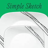 Corelle® Square Simple Sketch 18-piece Dinnerware Set, Service for 6
