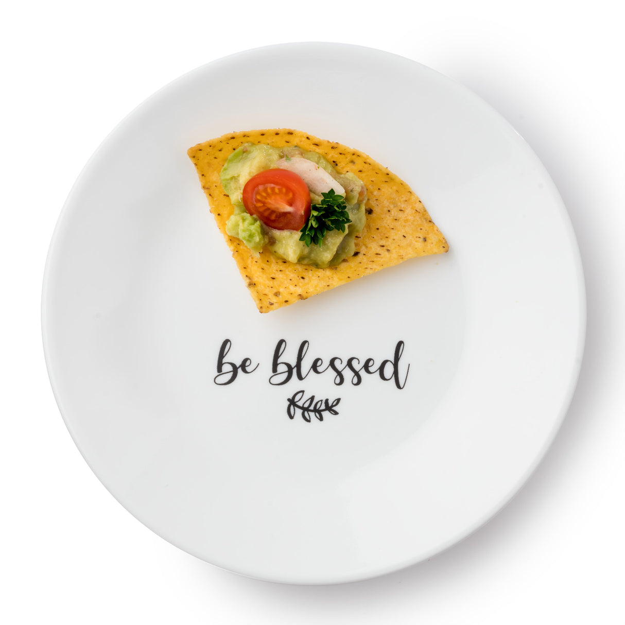Corelle® Sentiments Be Blessed 6.75" Appetizer Plate with an appetizer on it
