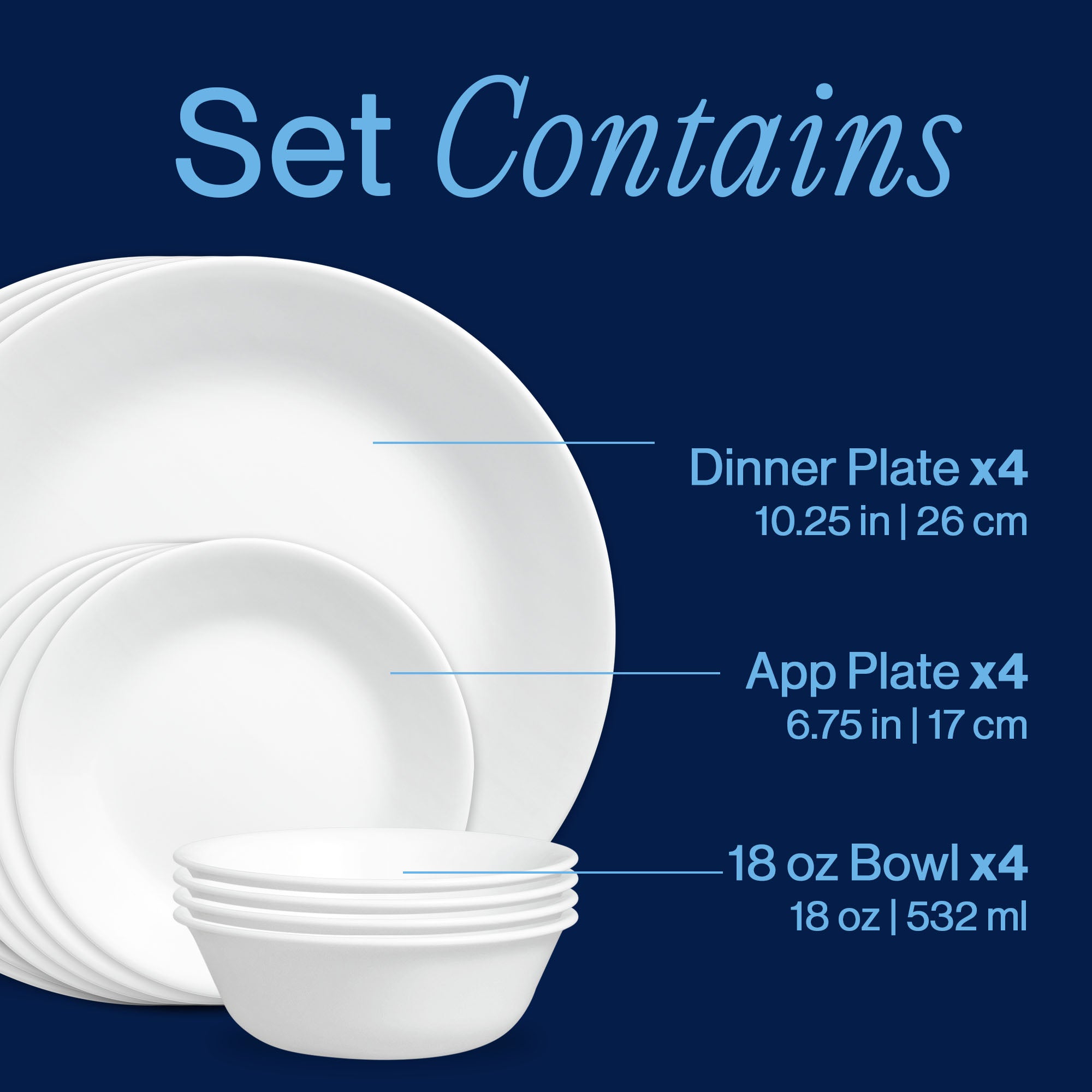 White 12-Piece Dinnerware Set for 4 | Corelle Winter Frost White