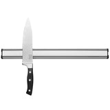 Chicago Cutlery 18" Magnetic Knife Strip shown mounted on the wall with chef knife on it