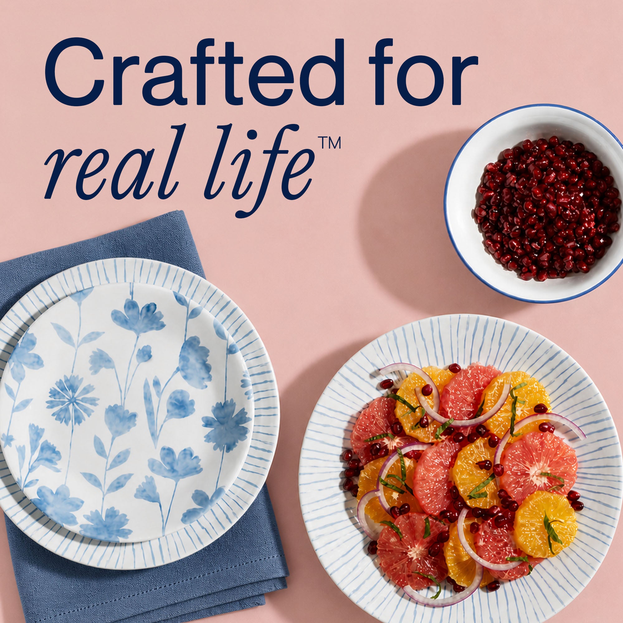 Corelle 青い花模様 皿とボウルセット コレール 青い花模様の皿とボウルセット15枚 【公式通販】