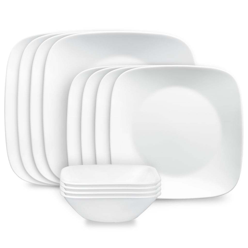 Corelle® Square™ Pure White 12-piece Dinnerware Set, Service for 4