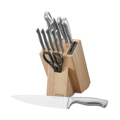 Chicago Cutlery 12-piece Block Set with chef knife in front of block