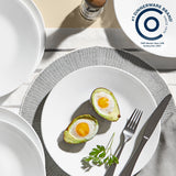 Shimmering White lunch plate with food and text: Corelle #1 Dinnerware brand since 1970