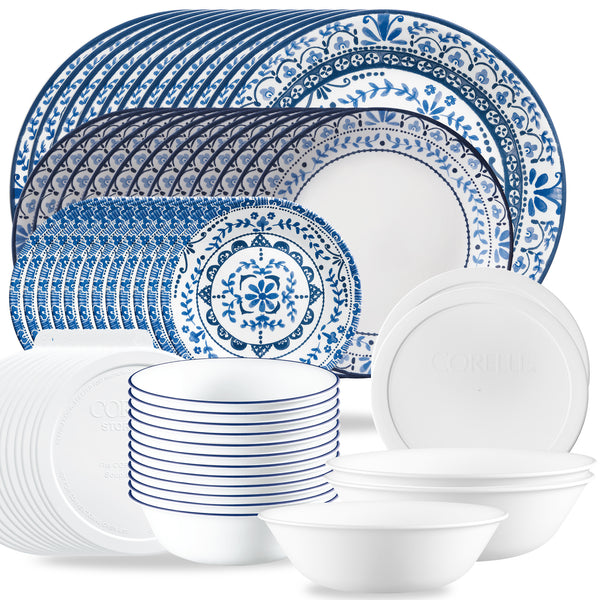 Blue 78-Piece Dinnerware Set for 12 | Corelle Portofino