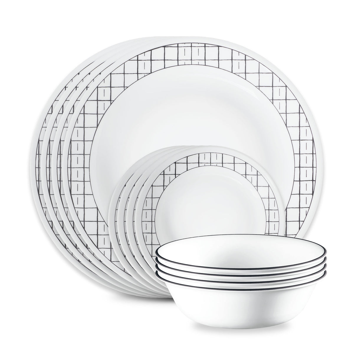Corelle® Delicate Grid 12-piece Dinnerware Set, Service for 4