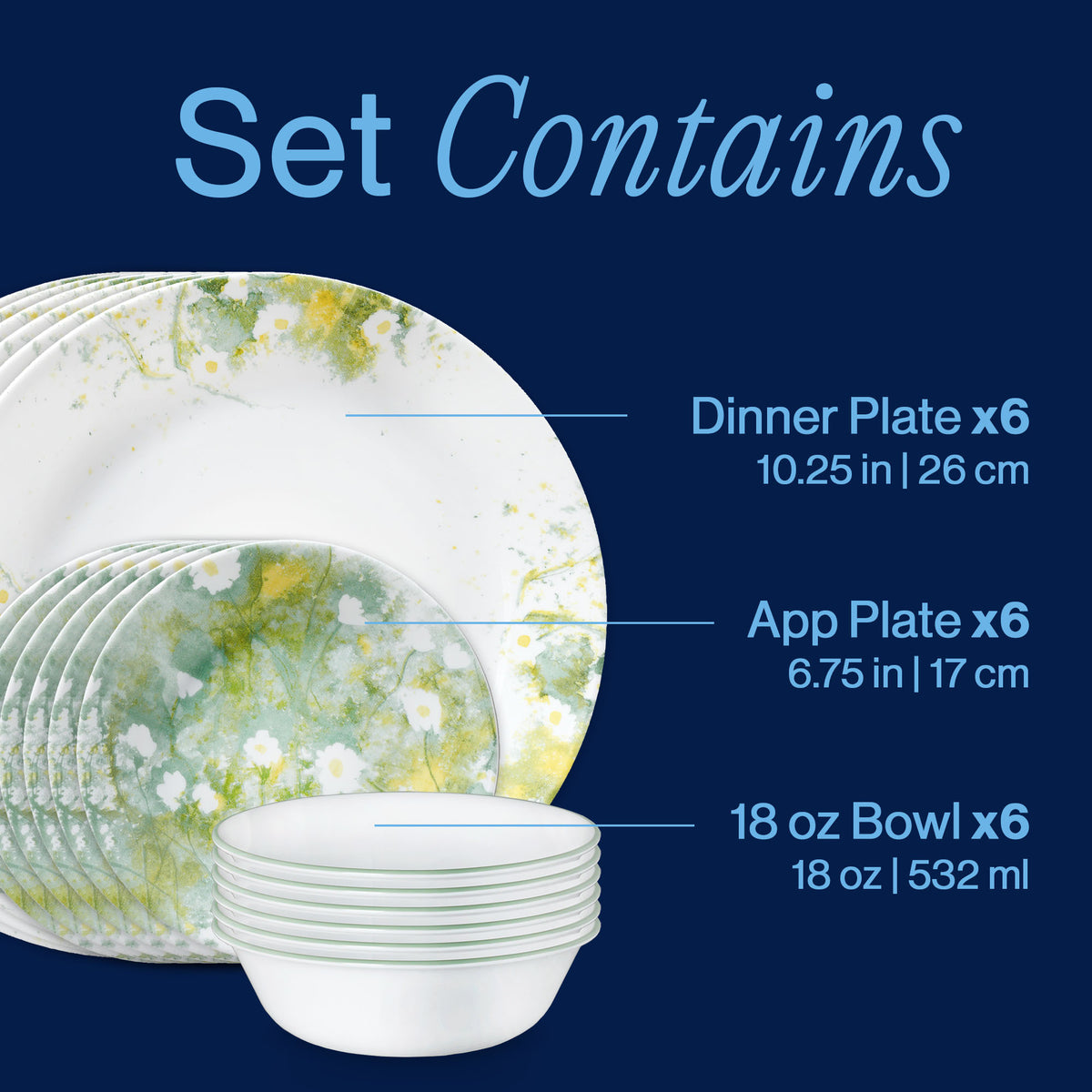 Corelle® Beverly 18-piece Dinnerware Set, Service for 6