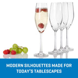 Ocean Glass Sondria Champagne Flute Glasses (4-pieces), 7.25-ounce, Dishwasher Safe
