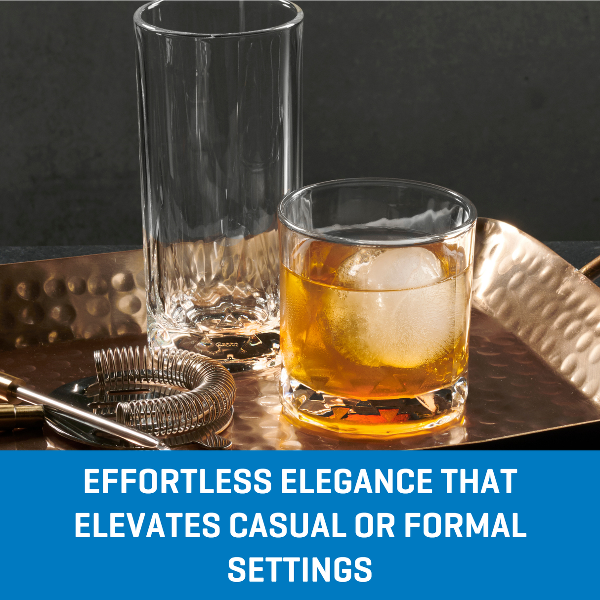 Ocean Glass Cienna Long Drink Glasses (4-Pieces), 14.5-ounce, dishwasher Safe