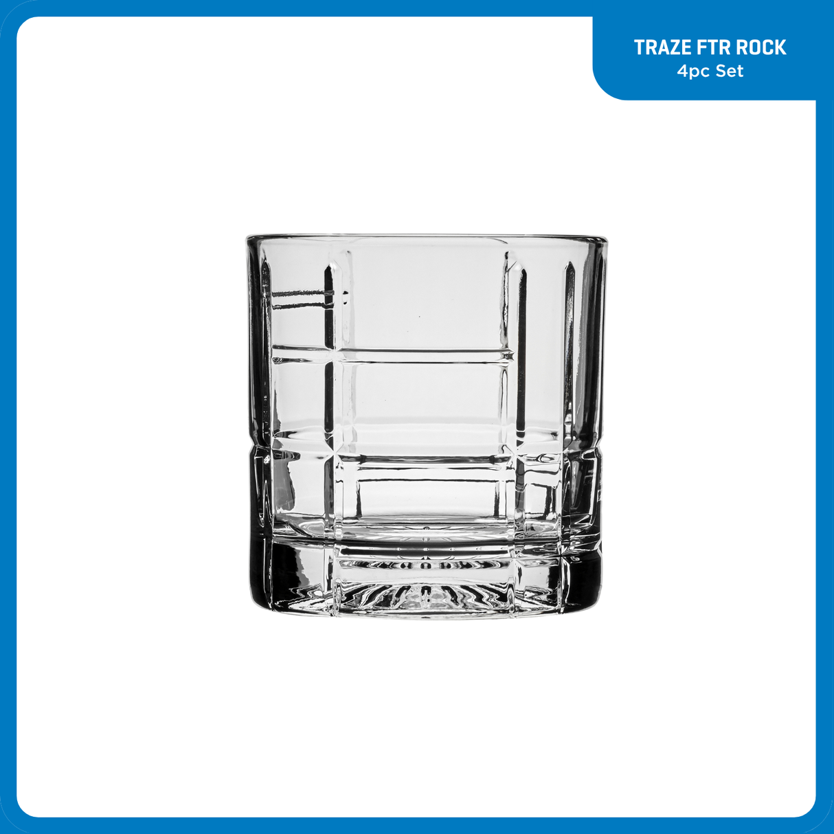 Ocean Glass Traze FTR Rocks Glasses (4-Pieces), 12-ounce, Dishwasher Safe