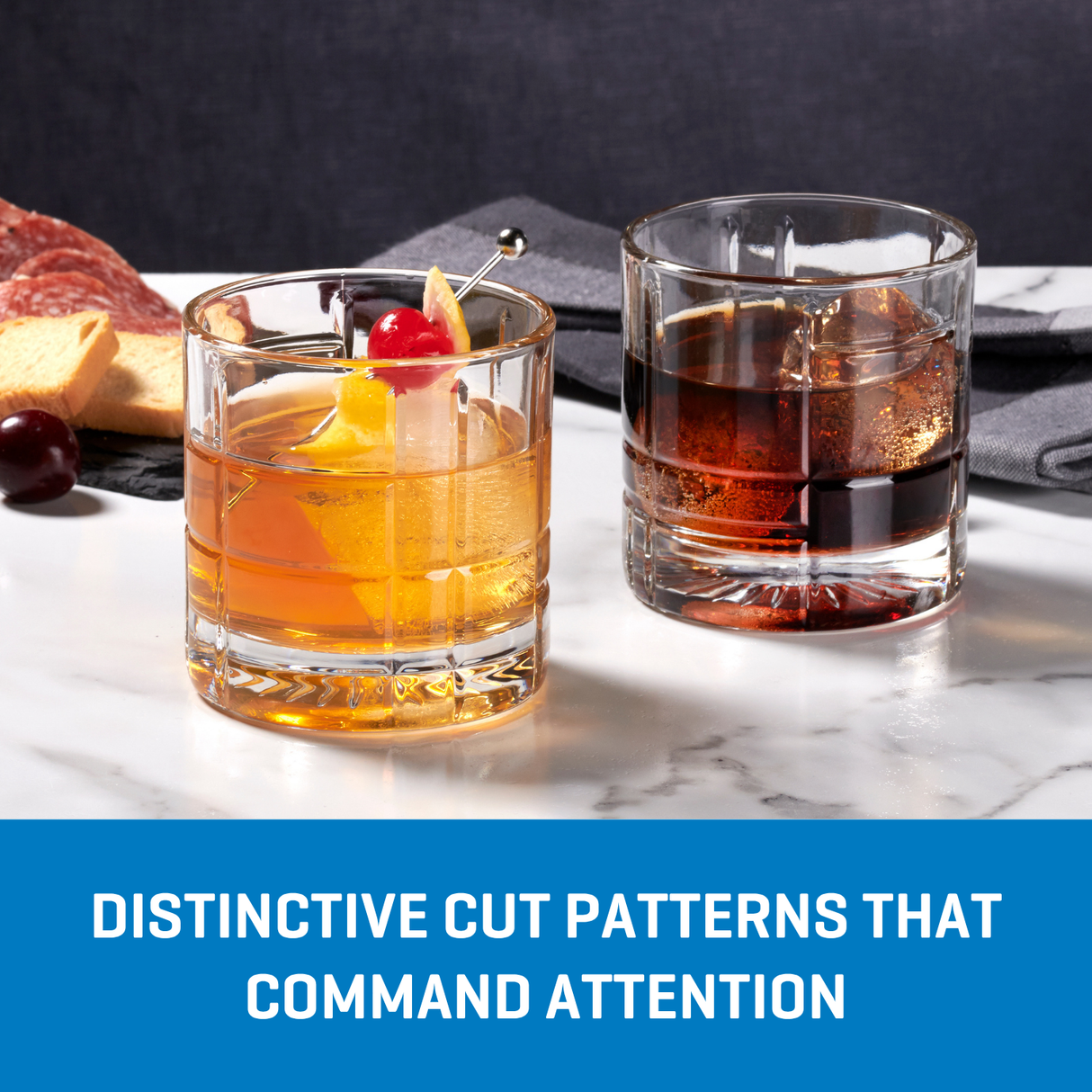 Ocean Glass Traze FTR Rocks Glasses (4-Pieces), 12-ounce, Dishwasher Safe