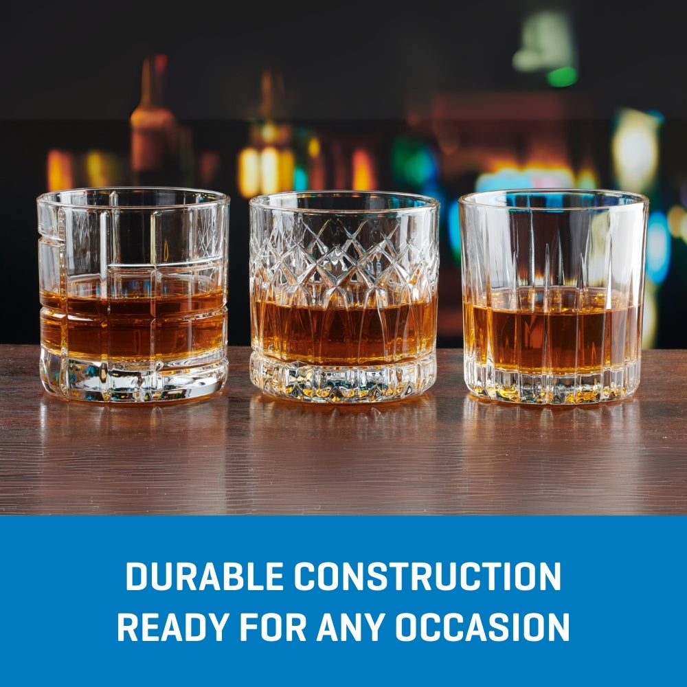 Ocean Glass Traze FTR Rocks Glasses (4-Pieces), 12-ounce, Dishwasher Safe