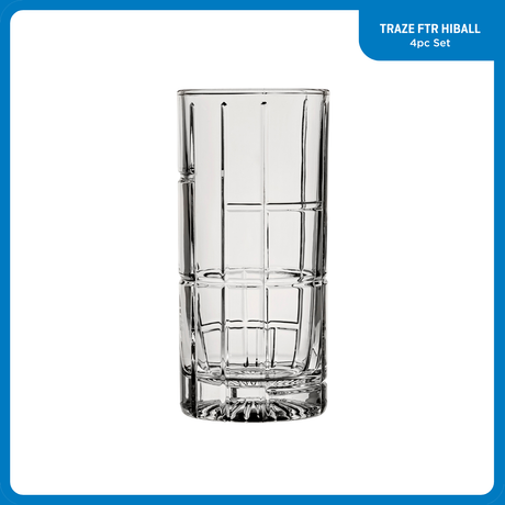 Ocean Glass Traze FTR Highball Glasses (4-Pieces), 12-ounce, Dishwasher Safe