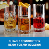 Ocean Glassware Traze PST Highball Glasses (4-Pieces), 12-ounce, Dishwasher Safe