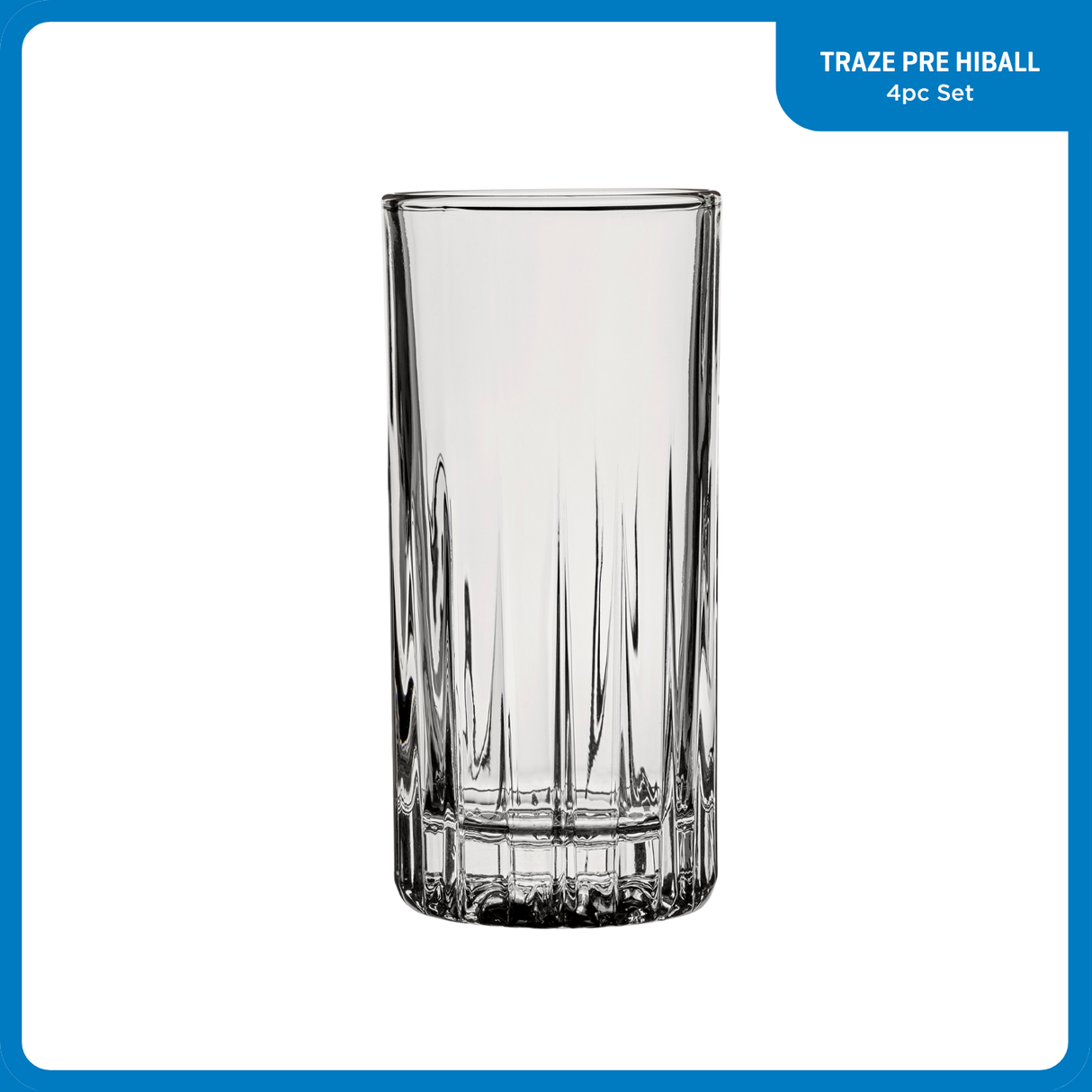 Ocean Glass Traze PRE Highball Glasses (4-Pieces), 12-ounce, Dishwasher Safe
