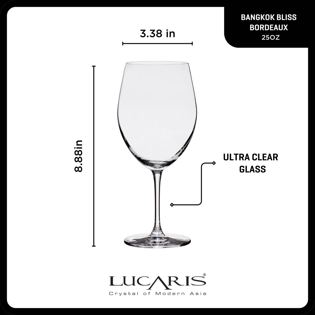 Lucaris Bangkok Bliss Bordeaux Glasses (4-Pieces), 25-ounce, Dishwasher Safe, Lead-free Crystalline