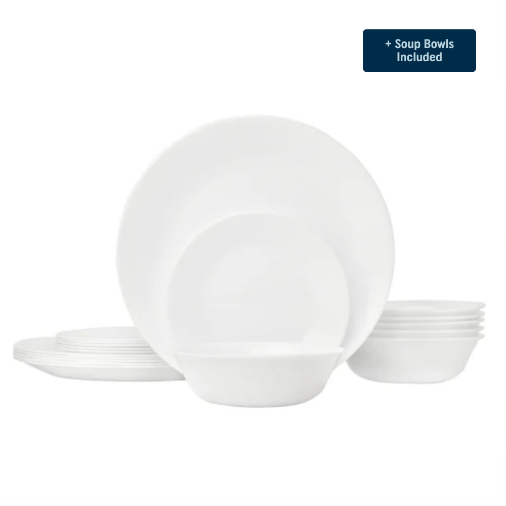 Corelle 食器セット ホワイト Corelle® Winter Frost White Dinnerware Set for 6 + Soup Bowls | 24