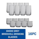 Anchor Hocking Brockhill Smoke Gray Drinking Glasses (16-Pieces, 14.8-ounce and 20.6-ounce, dishwasher safe)