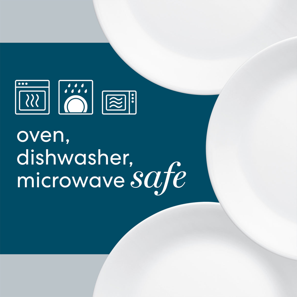 text: oven, dishwasher & microwave safe