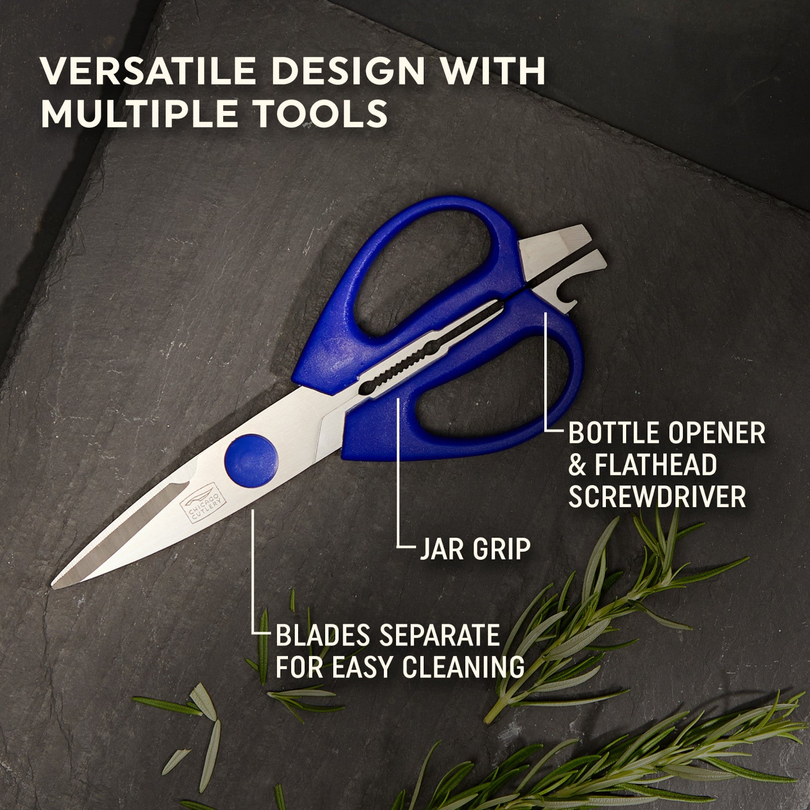 Chicago Cutlery 2-piece Kitchen Shears in Blueberry and Blue Frost - Thumbnail 3