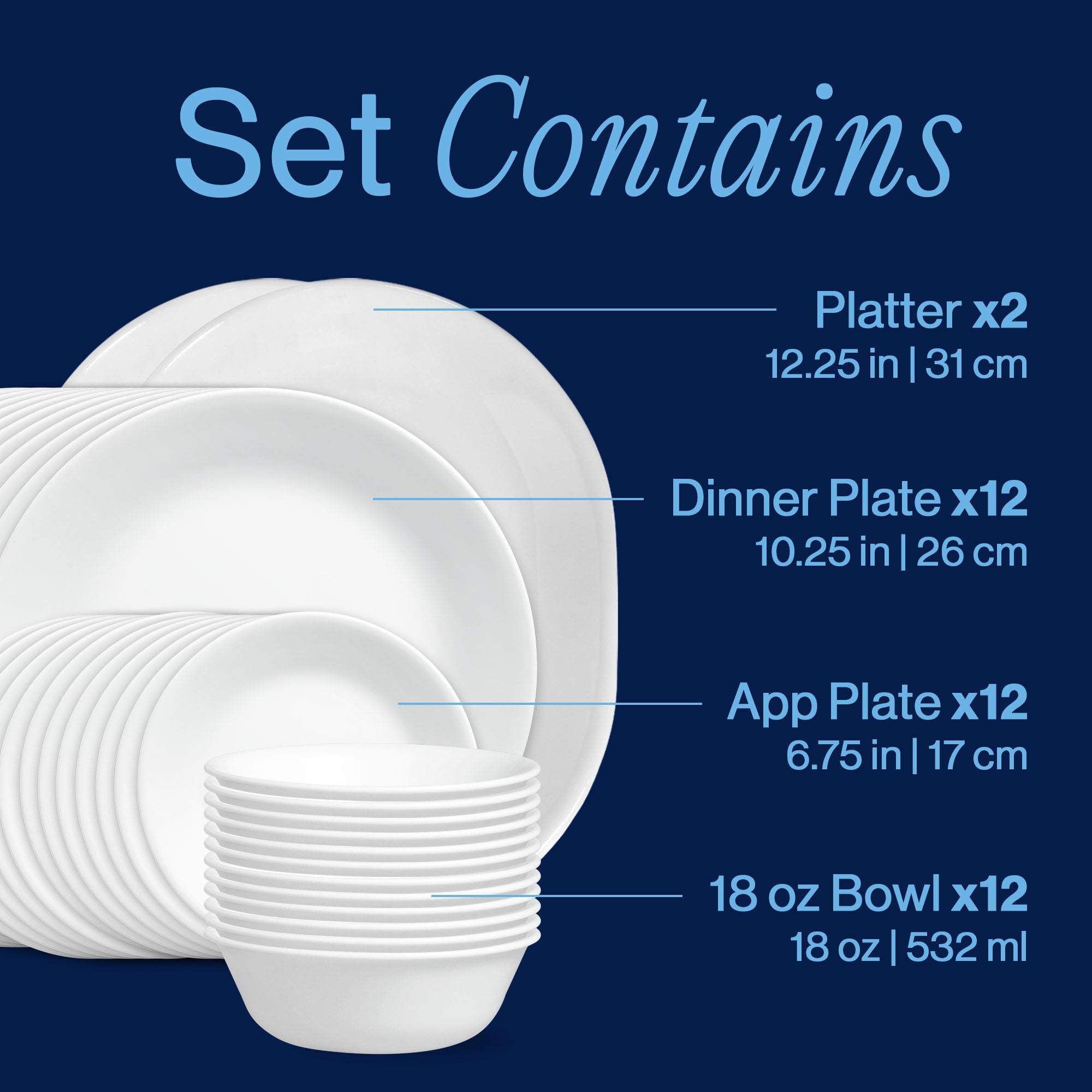 White 38-Piece Dinnerware Set for 12 | Corelle Winter Frost White