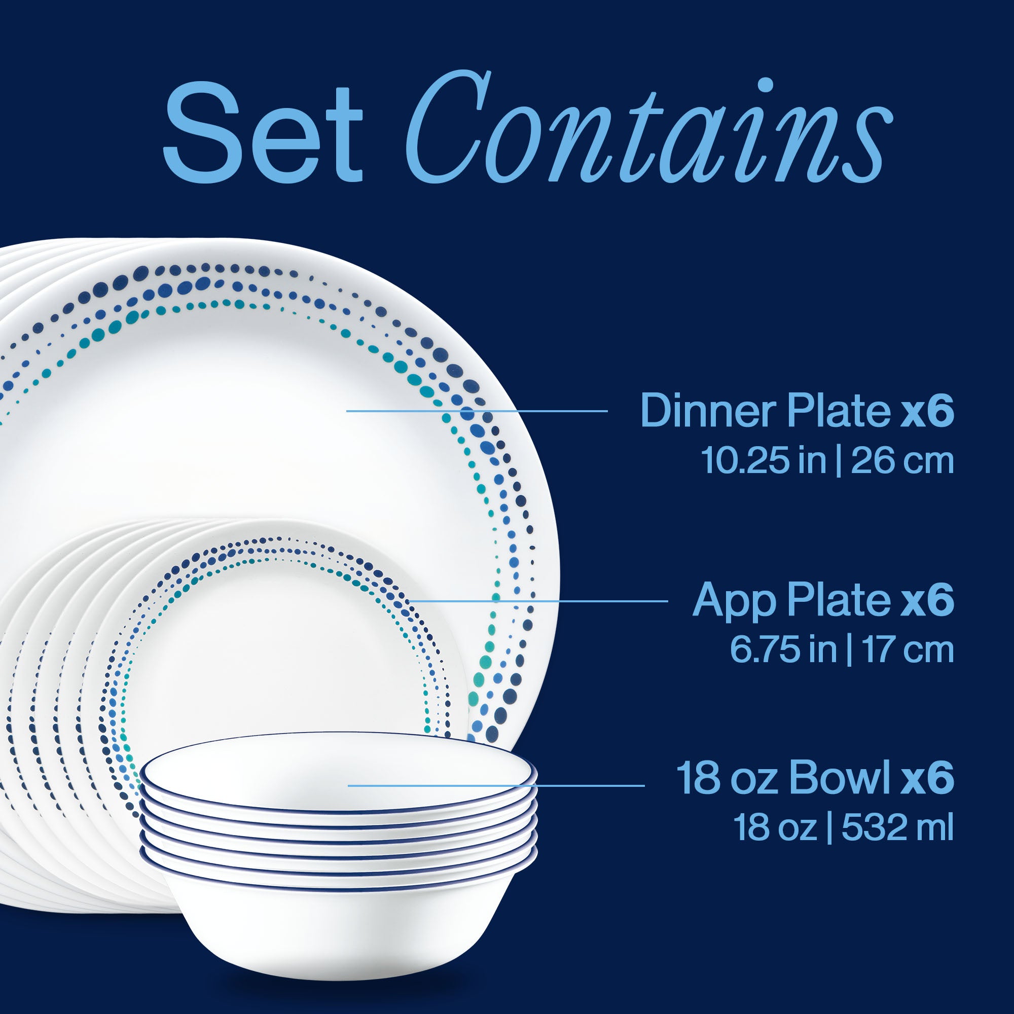 Corelle® Ocean Blues 18-piece Dinnerware Set, Service for 6