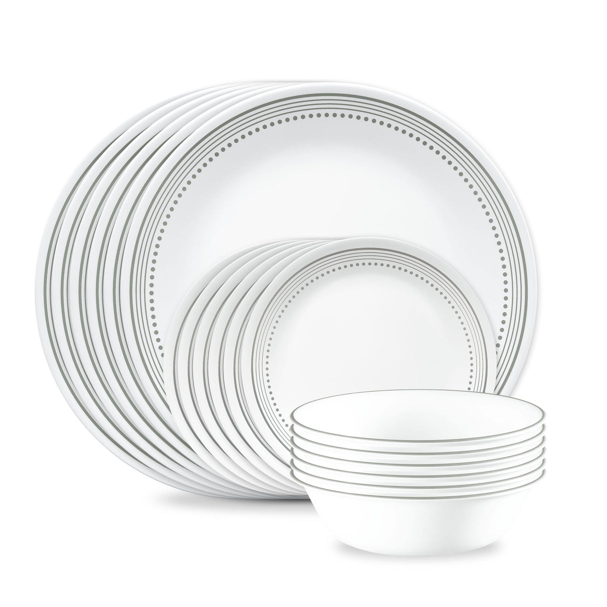 Corelle® Mystic Gray 18-piece Mugless Dinnerware Set, Service for 6