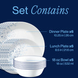Corelle® Indigo Speckle 18-piece Dinnerware Set, Service for 6