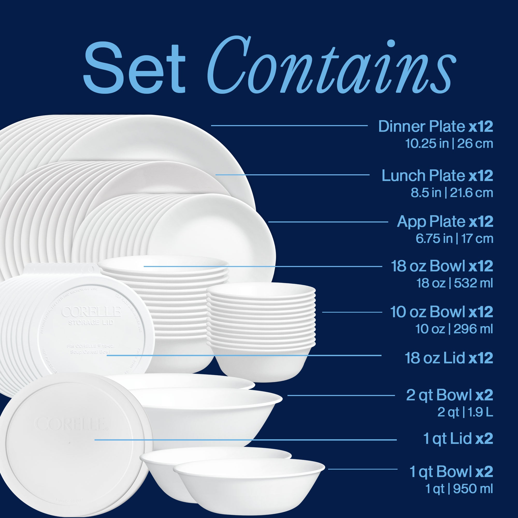 Corelle® Winter Frost White 78-piece Dinnerware Set, Service for 12