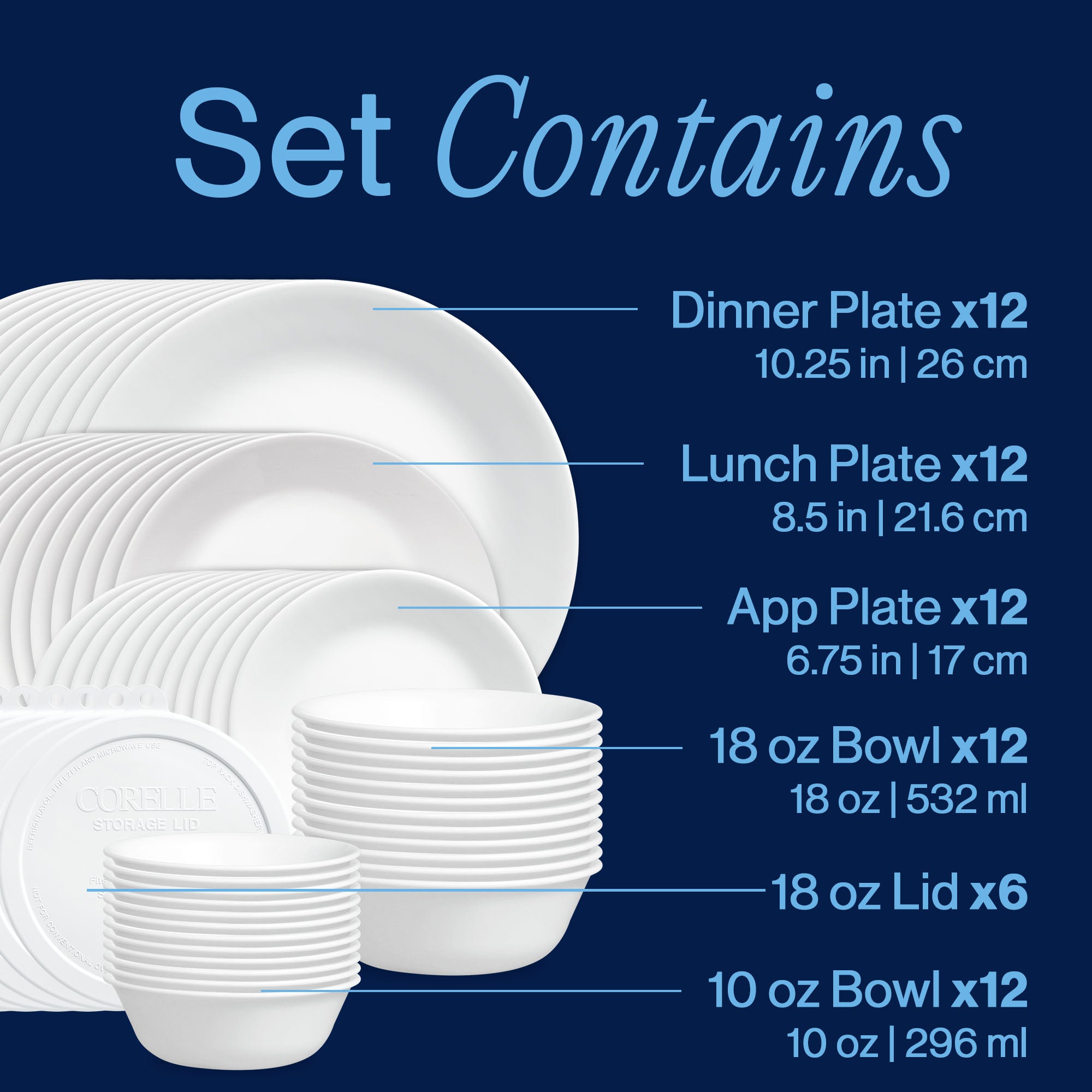 Corelle® Winter Frost White 66-piece Dinnerware Set, Service for 12