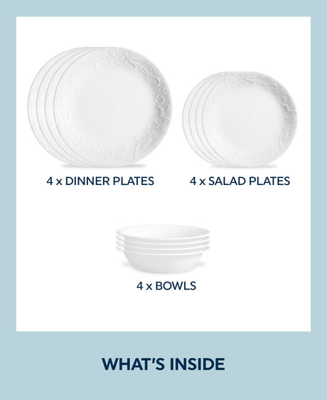 Corelle® Bella Faenza 12-piece Dinnerware Set, Service for 4