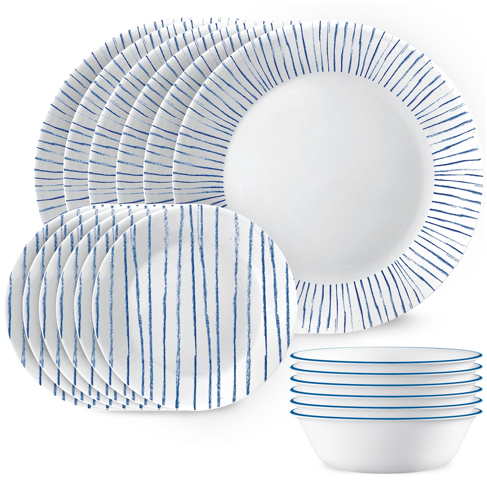 Corelle Nautical Stripes 18-piece Dinnerware Set, Service for 6 - Thumbnail 2