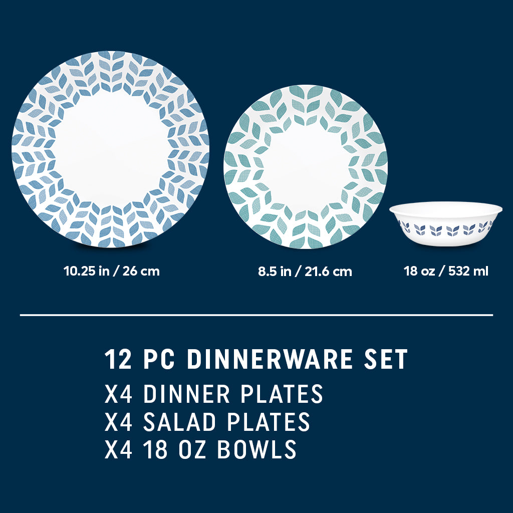 Corelle Global Collection Northern Pines 12-piece Dinnerware Set, Service for 4 - Thumbnail 4