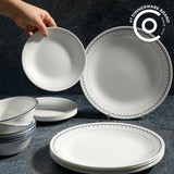 Caspian Lace dinnerware with text Corelle #1 dinnerware brand since 1970