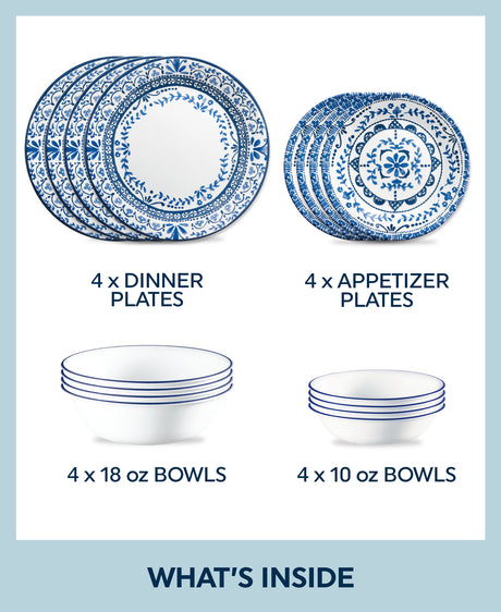 Corelle® Portofino 16-piece Dinnerware Set, Service for 4